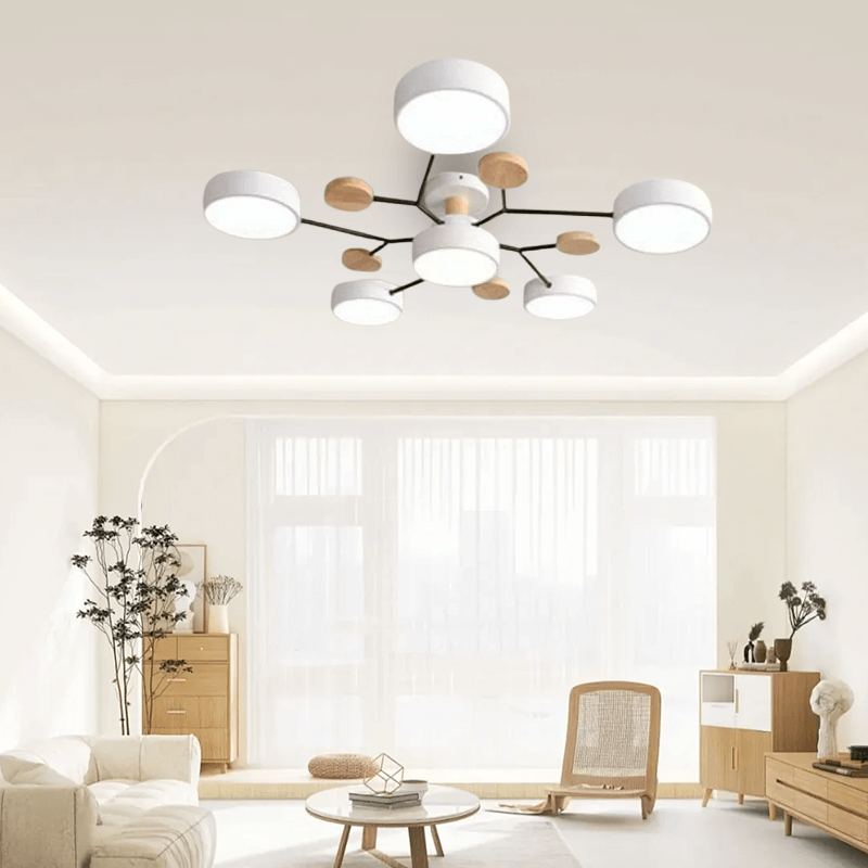 Modern Round White Ceiling Light for Living Room 6 Heads